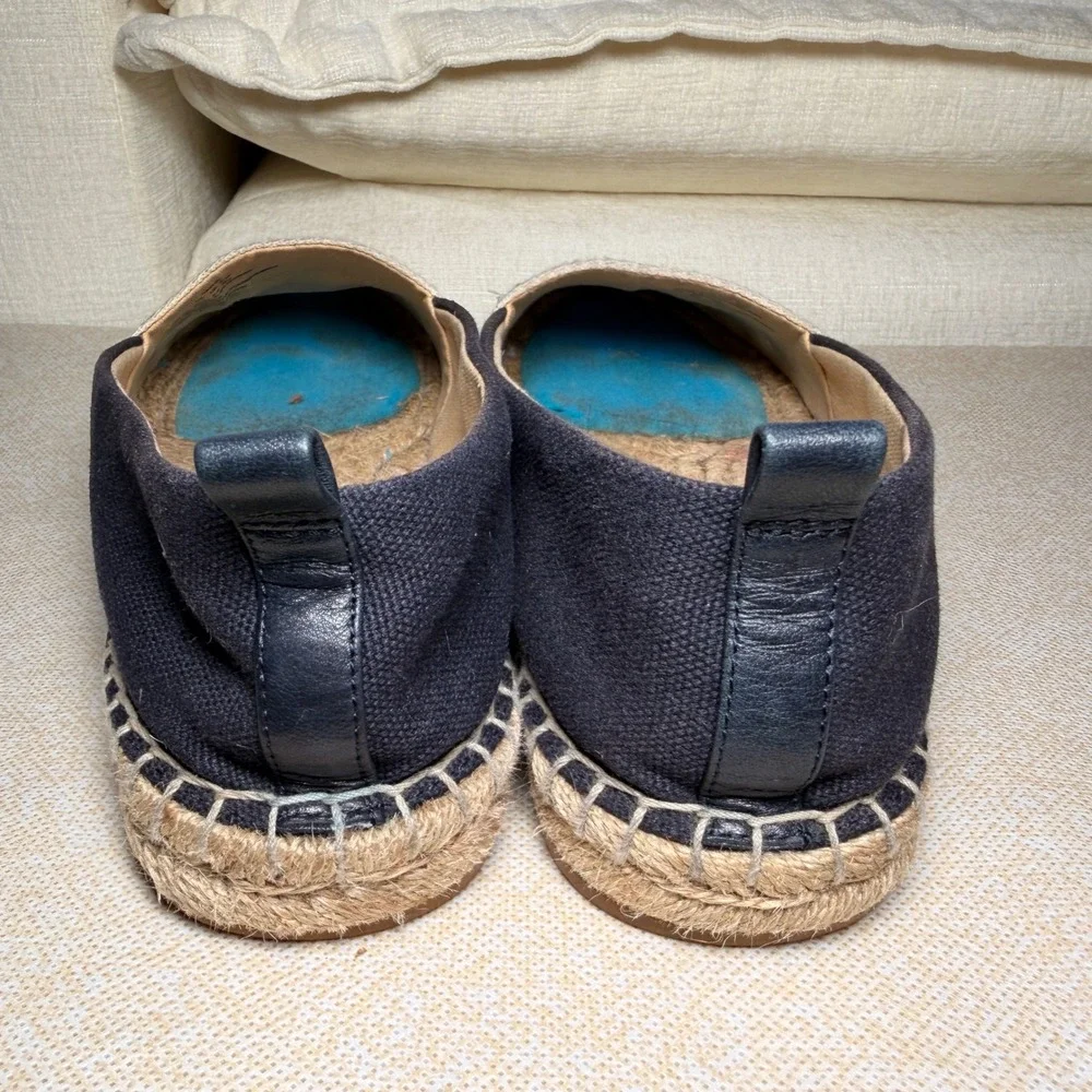 Lauren Ralph Lauren Caylee Espadrille Flats Womens 7.5 Navy Canvas Logo Nautical